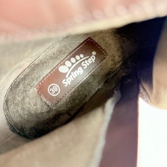 Spring Step Womens Boot Size 8 Ankle Bootie Cognac Brown Leather Side Notch - Picture 9 of 16